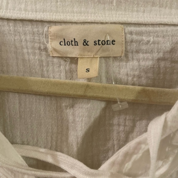 CLOTH & STONE Sz S BELL SLEEVE LACE UP PULLOVER BLOUSE WHITE - Picture 4 of 5